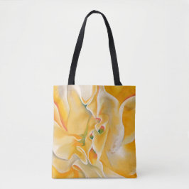 Gele witte bloem abstracte kunst Georgia O'Keeffe Tote Bag