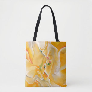 Gele witte bloem abstracte kunst Georgia O'Keeffe Tote Bag