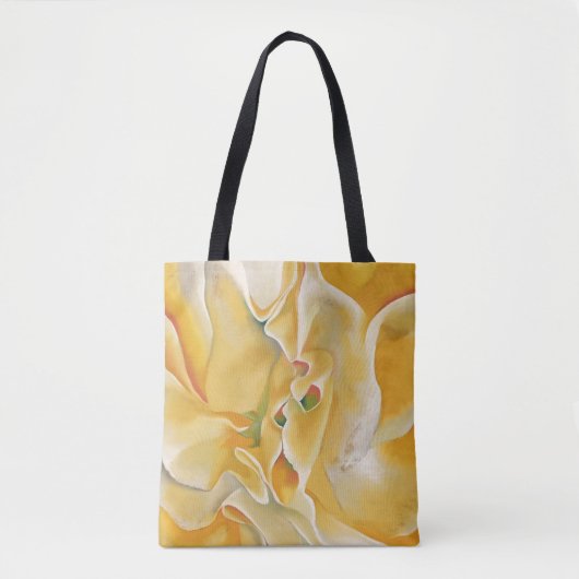 Gele witte bloem abstracte kunst Georgia O'Keeffe Tote Bag (Voorkant)