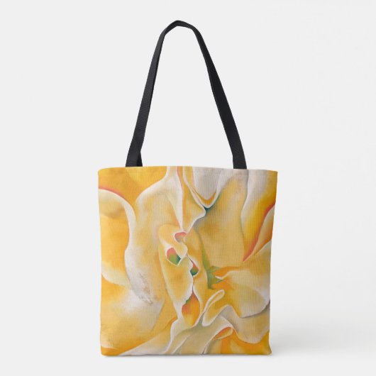 Gele witte bloem abstracte kunst Georgia O'Keeffe Tote Bag (Achterkant)