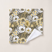 Gele, witte bloemen op tijgerachtergrond bad handdoek (Wasdoekje)