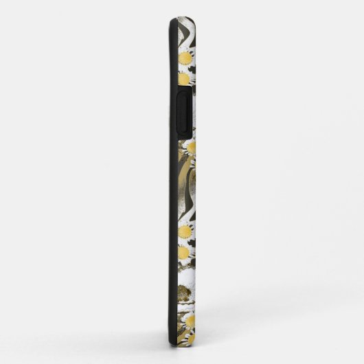 Gele, witte bloemen op tijgerachtergrond Case-Mate iPhone case (Achterkant/rechts)