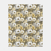 Gele, witte bloemen op tijgerachtergrond fleece deken (Voorkant)