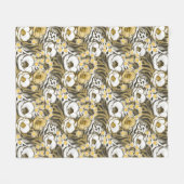 Gele, witte bloemen op tijgerachtergrond fleece deken (Voorkant (Horizontaal))
