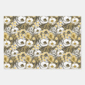 Gele, witte bloemen op tijgerachtergrond inpakpapier vel (Voorkant)