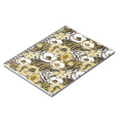 Gele, witte bloemen op tijgerachtergrond notitieboek (Linkerzijde)