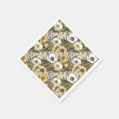 Gele, witte bloemen op tijgerachtergrond servet (Hoek)