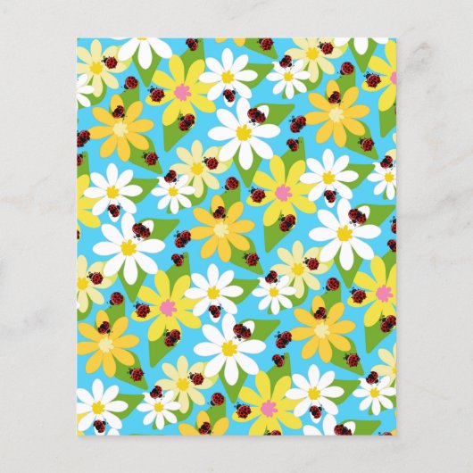 Gele Witte Bloemen Rode Ladybug Beetle Flyer (Achterkant)