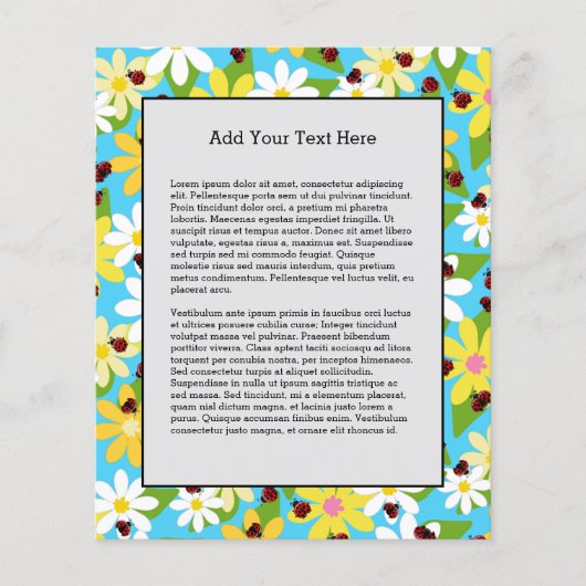 Gele Witte Bloemen Rode Ladybug Beetle Flyer (Voorkant)