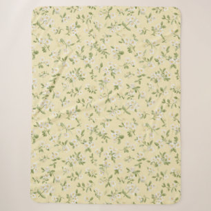 Gele Witte Bloemen Sherpa Deken
