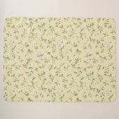 Gele Witte Bloemen Sherpa Deken (Voorkant (horizontaal))