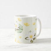 Gele Witte Bloemen Strepen Koffiemok (Voorkant rechts)