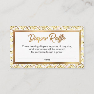 Gele, witte Chevron Confetti Luier Raffle Kaarten