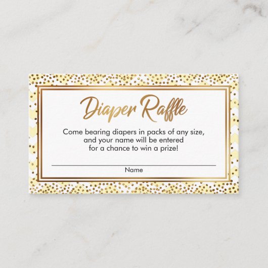 Gele, witte Chevron Confetti Luier Raffle Kaarten (Voorkant)