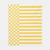Gele & witte Controlker & Stripes herhalen Patroon Fleece Deken (Voorkant)
