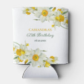 Gele witte daffodil rustieke bloemen verjaardag blikjeskoeler (Achterkant)