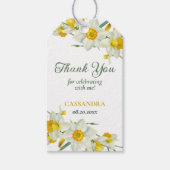 Gele witte daffodil rustieke bloemen verjaardag cadeaulabel (Voorkant)
