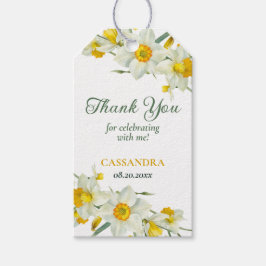 Gele witte daffodil rustieke bloemen verjaardag cadeaulabel