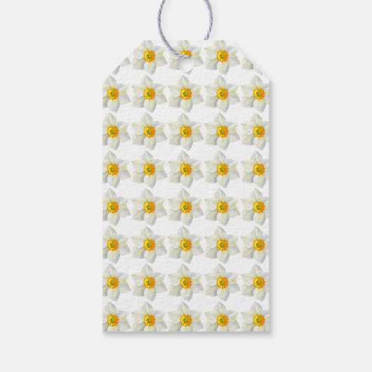 Gele witte daffodil rustieke bloemen verjaardag cadeaulabel (Achterkant)