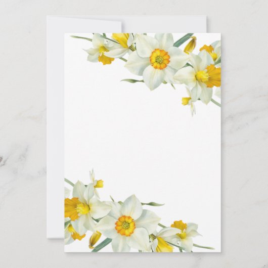 Gele witte daffodil rustieke bloemen verjaardag kaart (Achterkant)