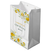 Gele witte daffodil rustieke bloemen verjaardag medium cadeauzakje (Voorkant Gekanteld)