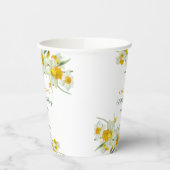 Gele witte daffodil rustieke bloemen verjaardag papieren bekers (Links)