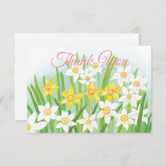 Gele & Witte Daffodils Bedankkaart (Voorkant / Achterkant)