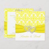 Gele witte Damask Couples Shower Invitation Kaart (Voorkant / Achterkant)