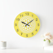 Gele & Witte driehoek gevuld Mandala Grote Klok (Huis)