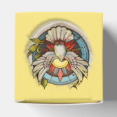 Gele witte duif religieuze katholieke bevestiging bedankdoosjes (Bovenkant)