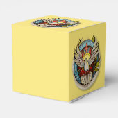 Gele witte duif religieuze katholieke bevestiging bedankdoosjes (Achterkant)