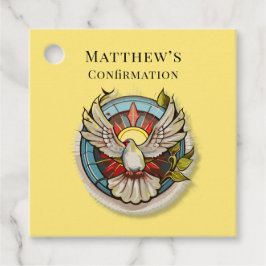 Gele witte duif religieuze katholieke bevestiging bedankjes labels