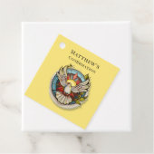 Gele witte duif religieuze katholieke bevestiging bedankjes labels (In situ)