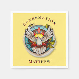 Gele witte duif religieuze katholieke bevestiging servet