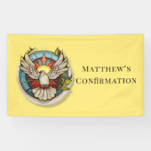 Gele witte duif religieuze katholieke bevestiging spandoek (Horizontaal)