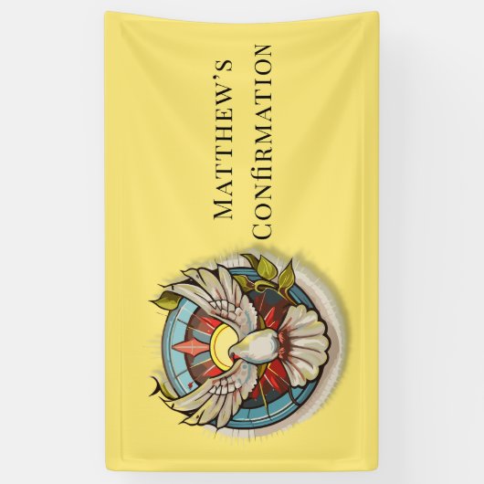 Gele witte duif religieuze katholieke bevestiging spandoek (Verticaal)