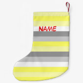 Gele, witte en grijze strepen kerststaart kleine kerstsok (Achterkant)