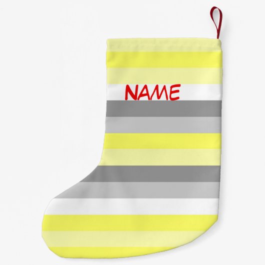 Gele, witte en grijze strepen kerststaart kleine kerstsok (Achterkant)