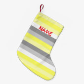 Gele, witte en grijze strepen kerststaart kleine kerstsok (Voorkant (Hangend))