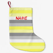 Gele, witte en grijze strepen kerststaart kleine kerstsok (Voorkant)