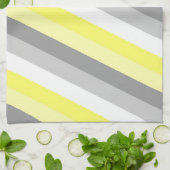 Gele, witte en grijze strepen theedoek (Gevouwen)