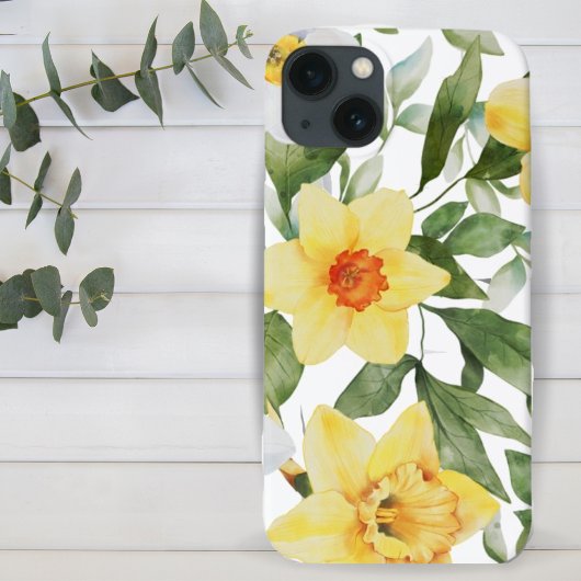 Gele, witte en groene Floral Daffodils Case-Mate iPhone Case