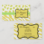 Gele, witte en groene Zebra en Cheetah Skin, aange Visitekaartje (Voorkant / Achterkant)