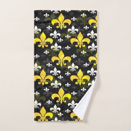 Gele witte fleur de lis bad handdoek (Handdoek)