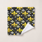 Gele witte fleur de lis bad handdoek (Wasdoekje)