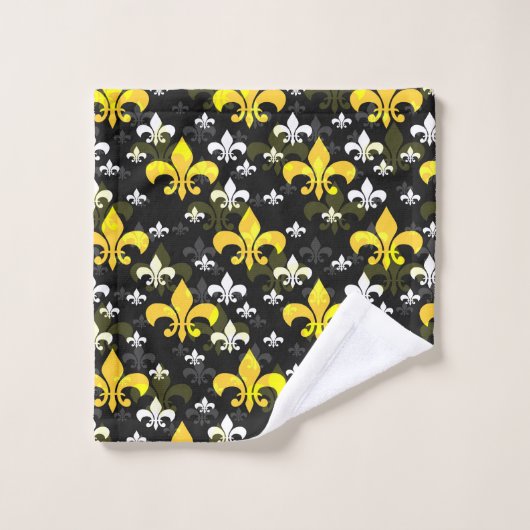 Gele witte fleur de lis bad handdoek (Wasdoekje)