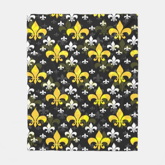 Gele witte fleur de lis fleece deken (Voorkant)
