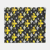 Gele witte fleur de lis fleece deken (Voorkant (Horizontaal))