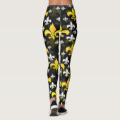 Gele witte fleur de lis leggings (Achterkant)