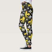 Gele witte fleur de lis leggings (Links)